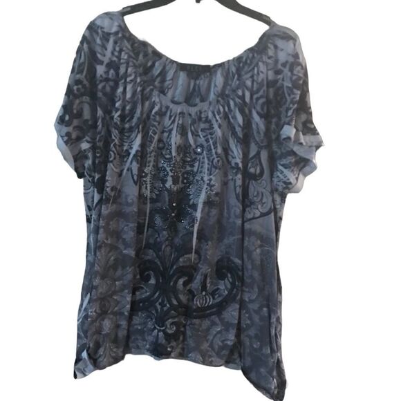 BLEU Black and White Design Blouse Size 3X - Picture 1 of 9